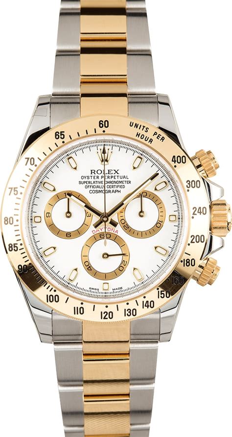 rolex daytona white dial with yellow & white gold|rolex daytona two tone price.